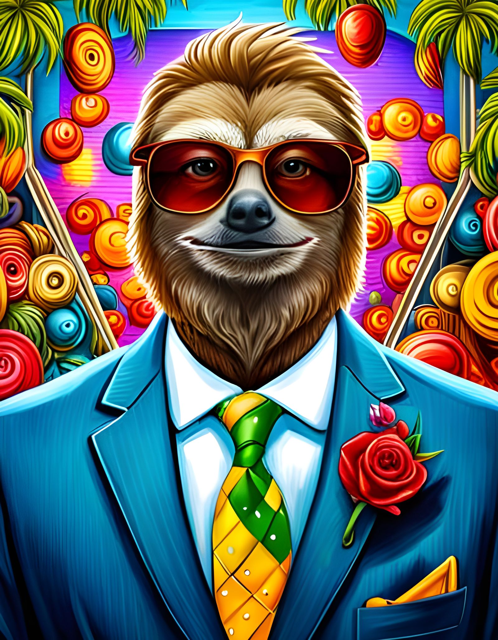 Sloth Executive in Graffiti Street Art Style