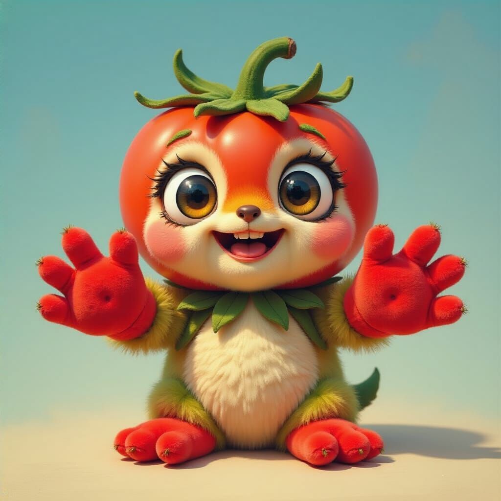 Adorable Anthropomorphic Creature in Whimsical Style