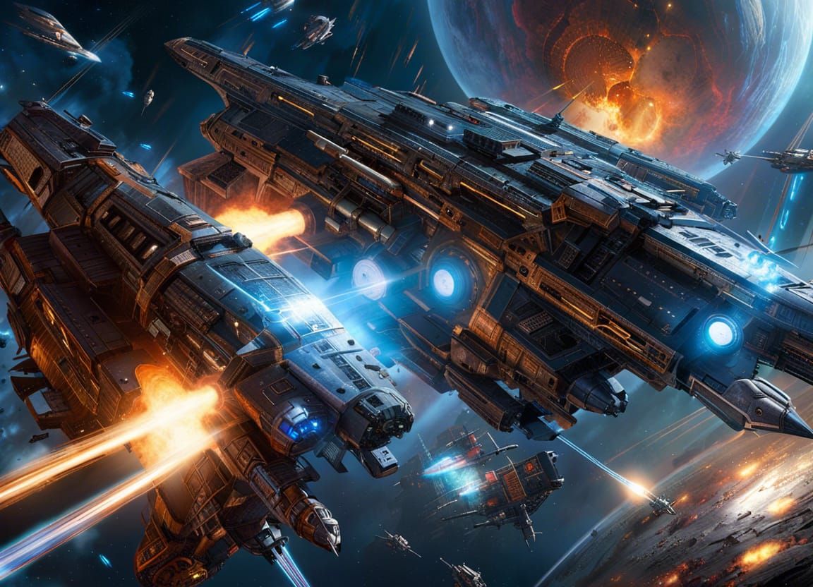 Epic Sci-Fi Space Battle in Ultra Detail