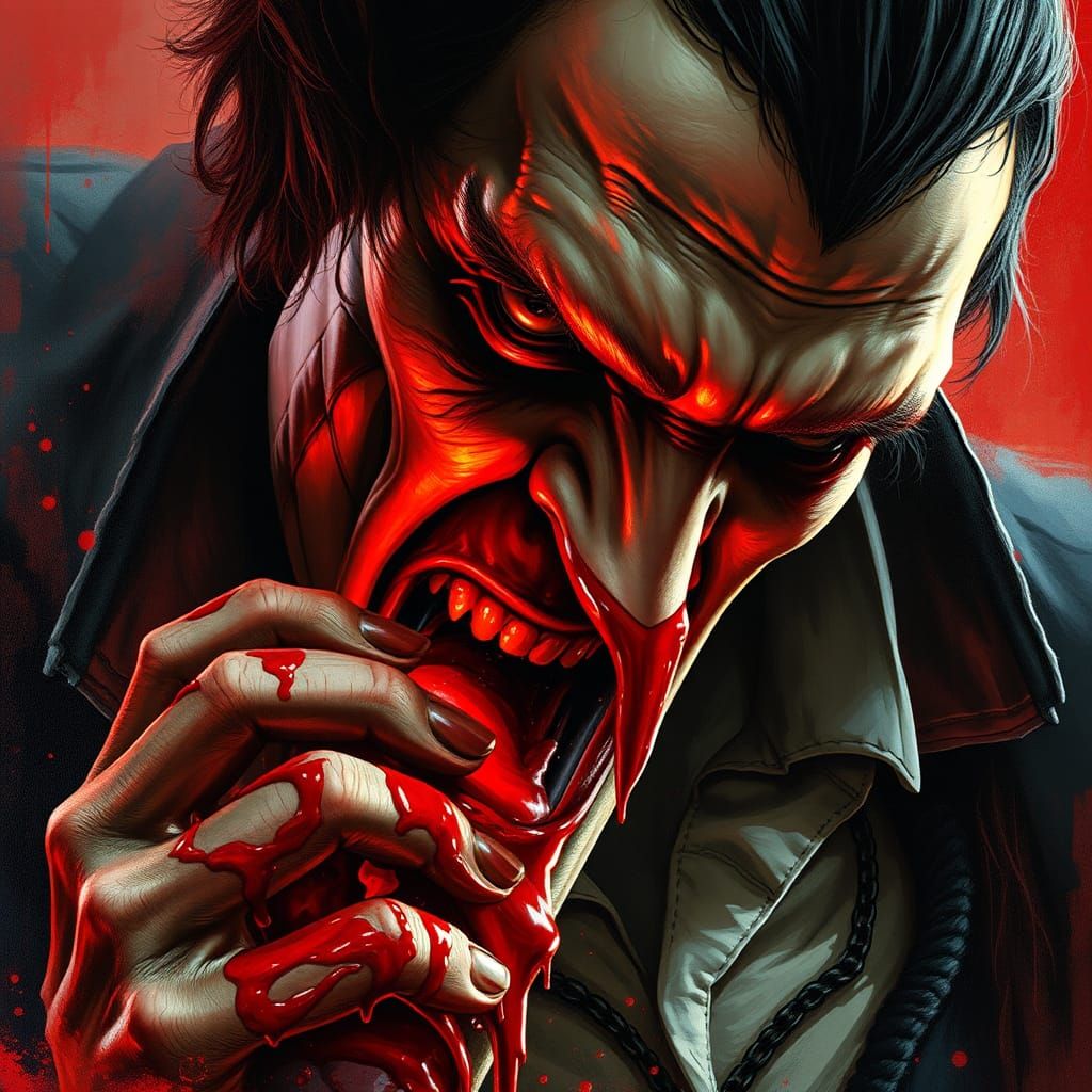 Hyperrealistic Dracula Portrait in Splash Art Style