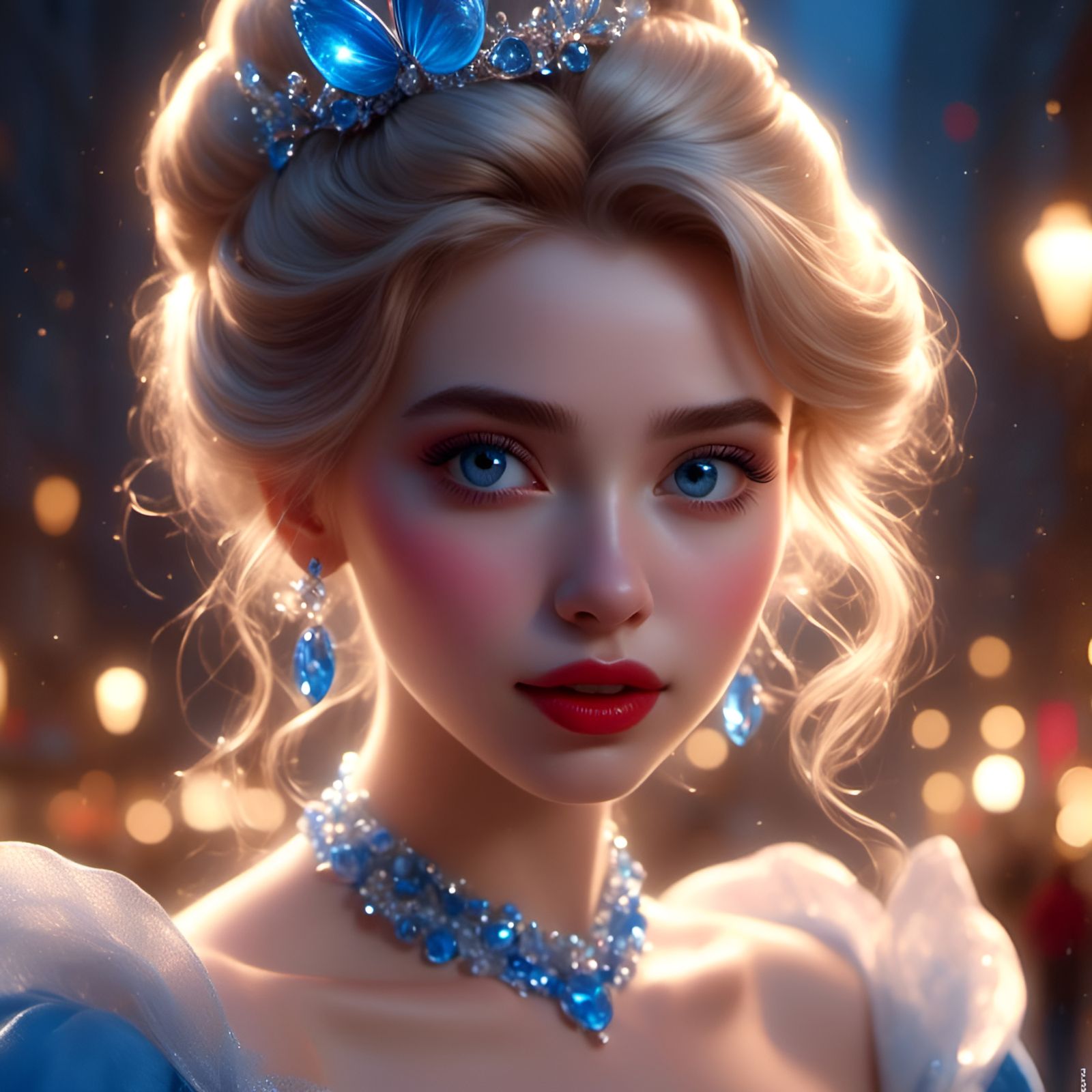 Gorgeous Cinderella with Jewels in Pixar Disney Style