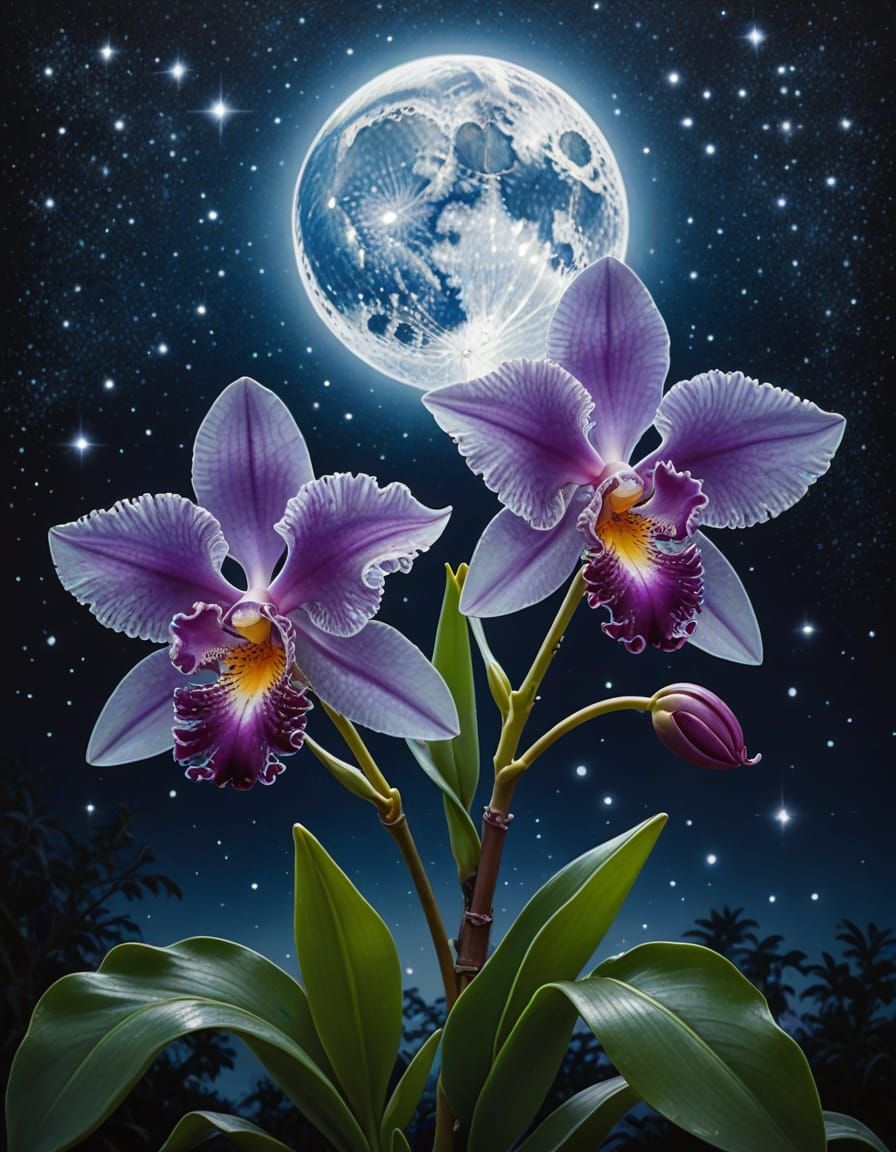 Luminous Moon Orchid in Magical Realism Style