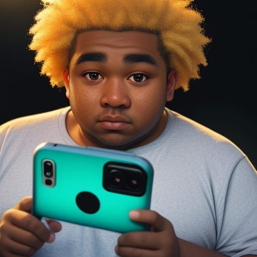 Vibrant Portrait of Child with Phone in Golden Hour