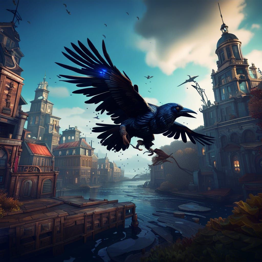 Raven Hunting in BioShock Style: Detailed Matte Painting