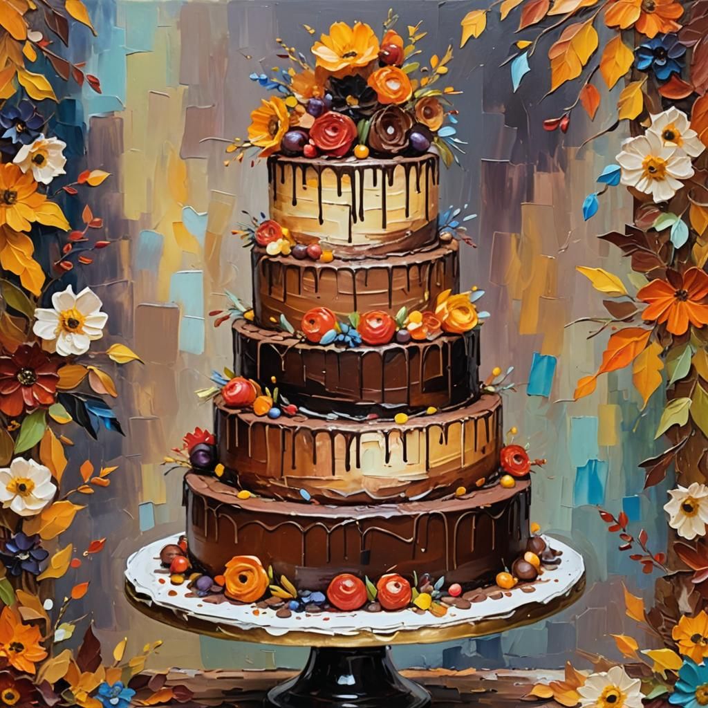 Chocolate Wedding Cake in Neo-Impressionist Style