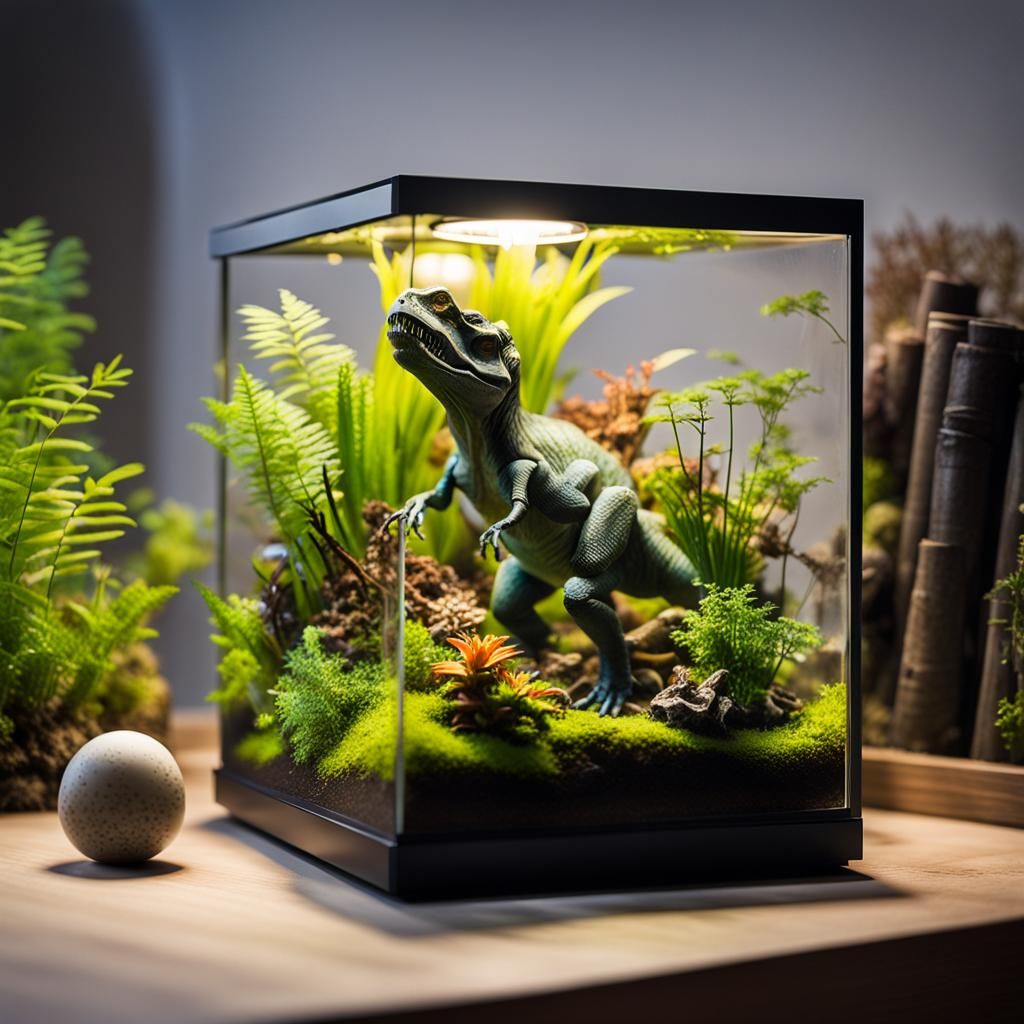 Bioluminescent Terrarium with Hatching Dinosaur Egg