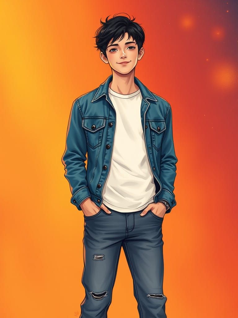 Handsome Young Man in Retro Dreamland