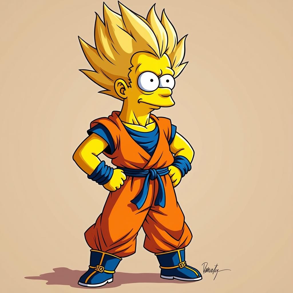 Goku as Simpsons Character Art