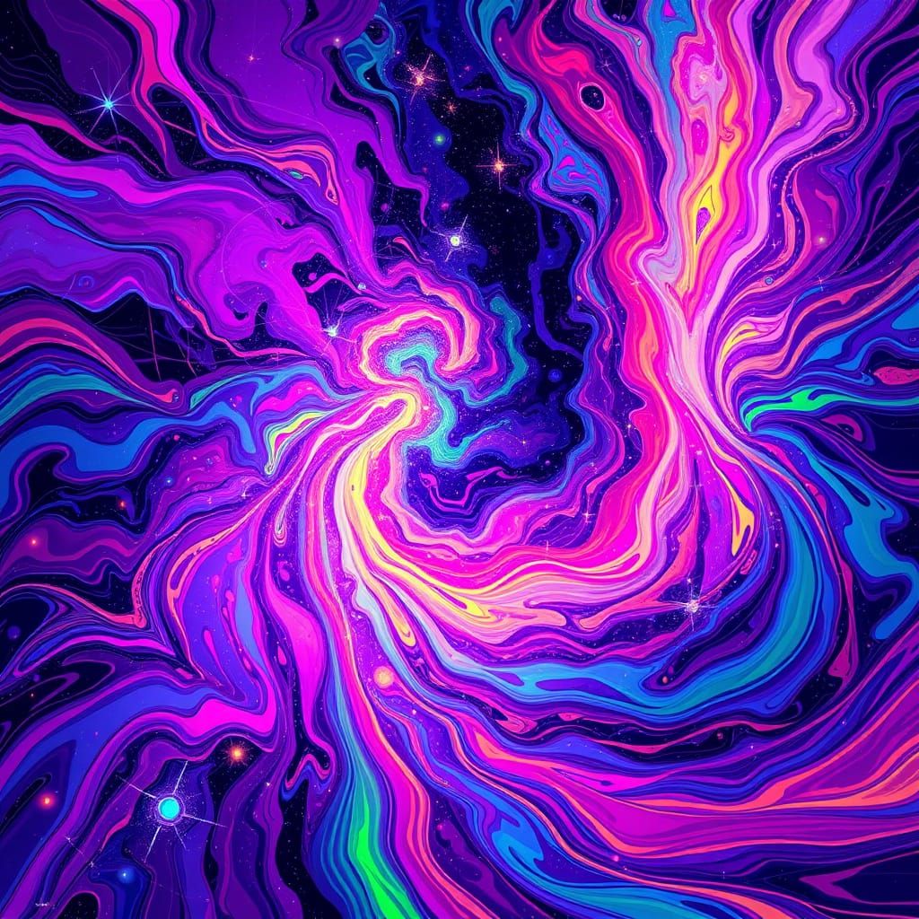 Cosmic Holographic Abstract in Vibrant Colors