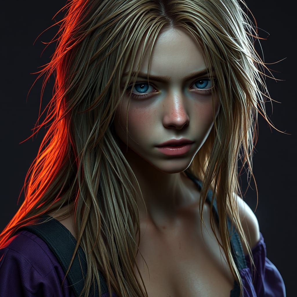 Emotional Young Woman in Dark Fantasy Style