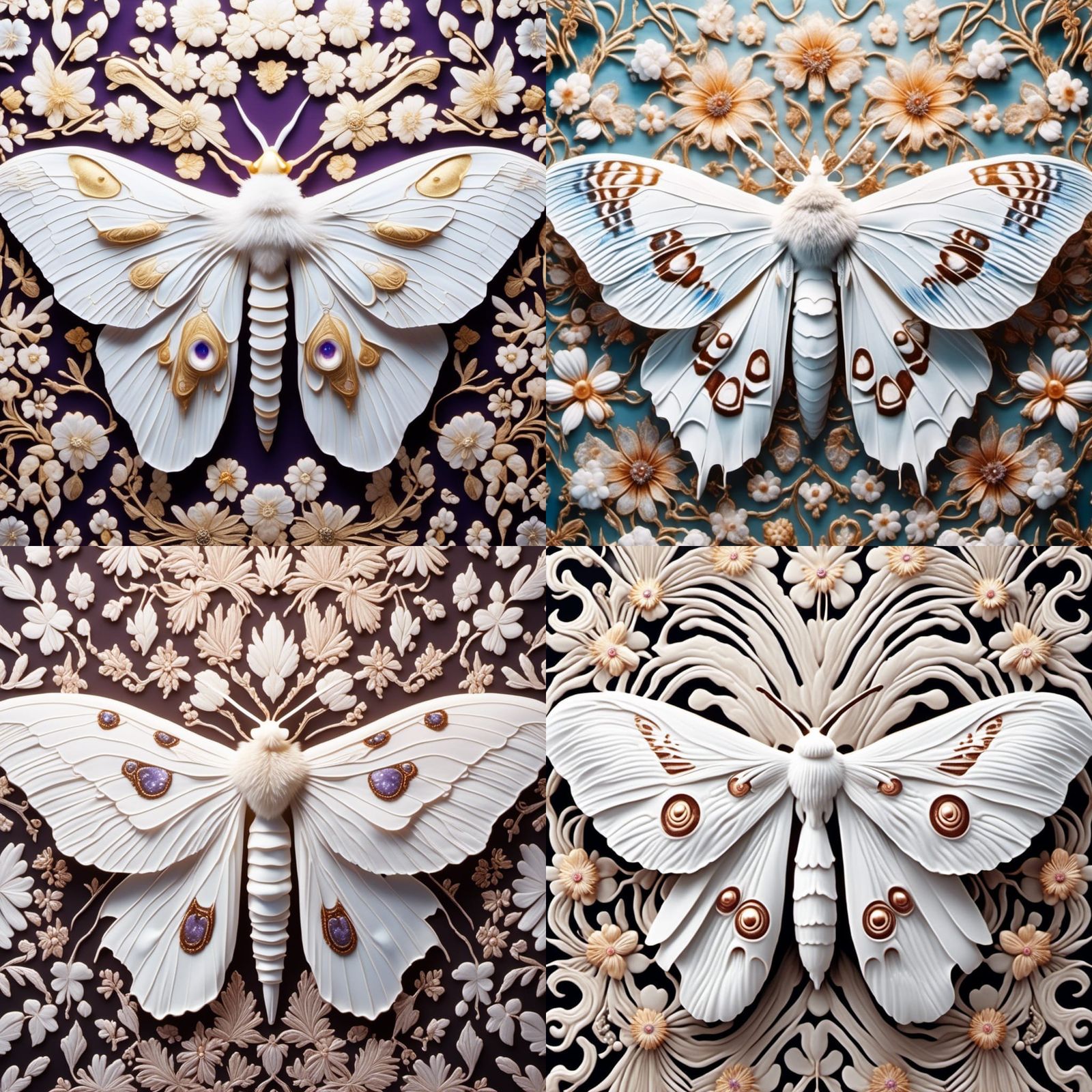 Bioluminescent Moth on Japanese Silk Fabric