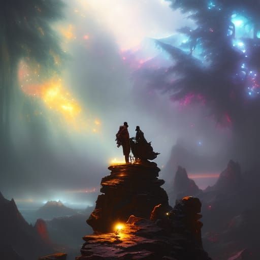 Holographic Cosmic Illustration in Cyberpunk Style