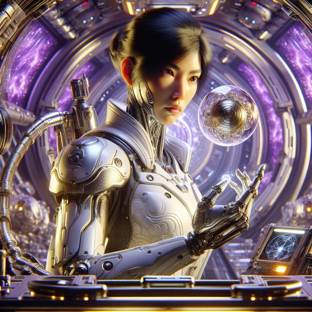 Futuristic South Asian Medic in Art Nouveau Sci-Fi