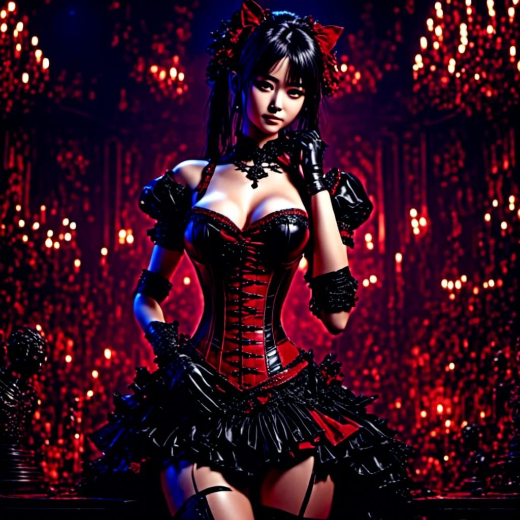 Woman in Corset Dress, Anime Style