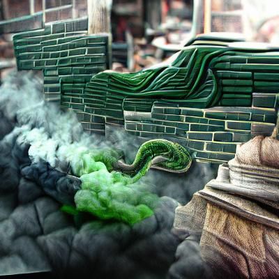 Slytherin Snake in Deathly Green Smoke