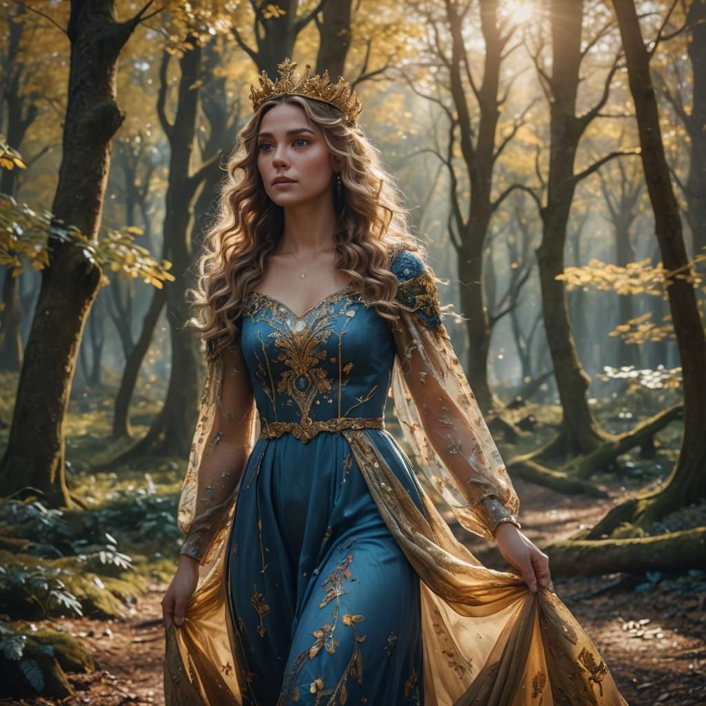 Girl in Forest with Crown: Fantasy Concept Art