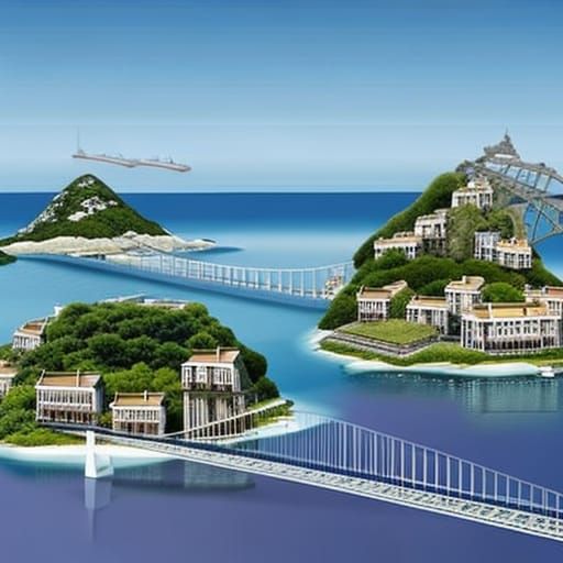 Connected Island Residences with Suspension Bridge