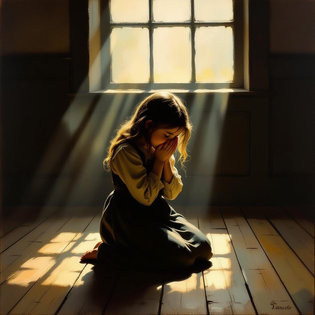 Girl Crying in Sunlight, Dutch Golden Age Style