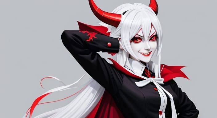 Anime Devil Girl With White Hair For Halloween