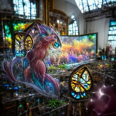 Stain Glass Pokémon Mew in Astral Style