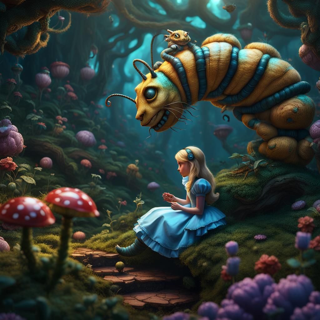 Alice in Wonderland Meets the Caterpillar