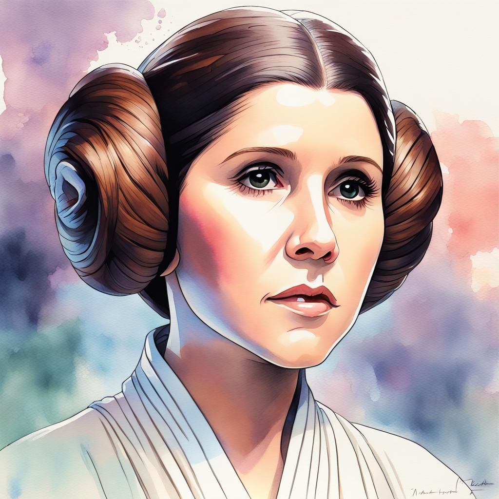 Princess Leia in Pastel Watercolor Abstract Art