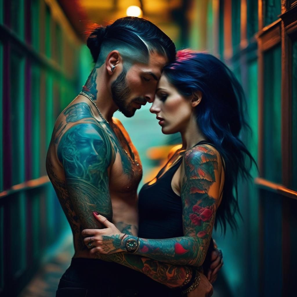 Tattooed Lovers: A Vibrant Photographic Portrait