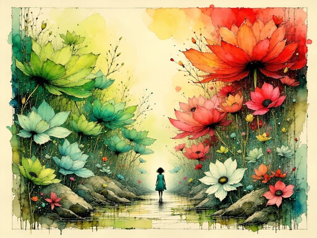 Surreal Figure Embracing Cosmic Balance