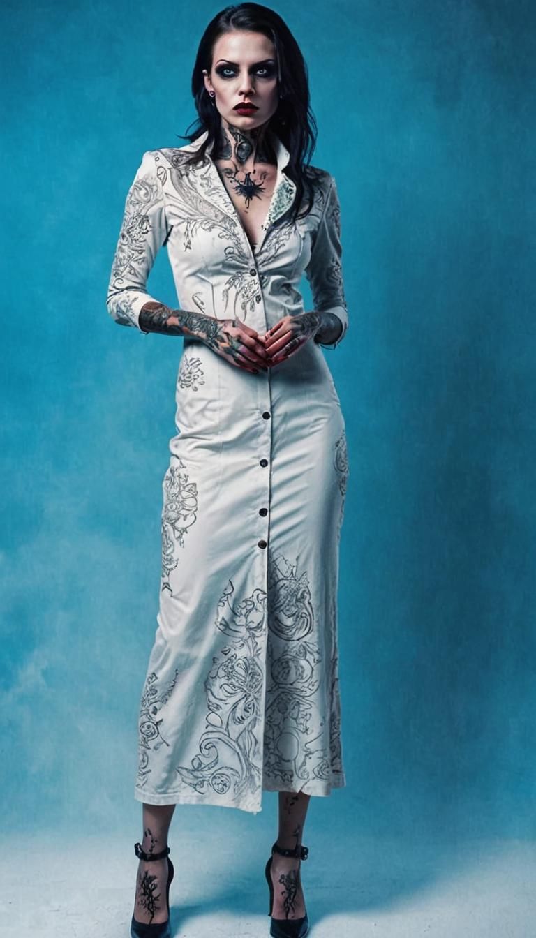 Tattooed Vampire with Insect Mandibles in Dark Surrealism