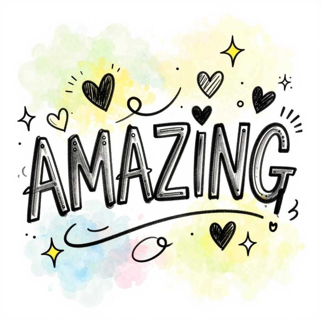 Amazing Word Art with Hearts and Sparkles