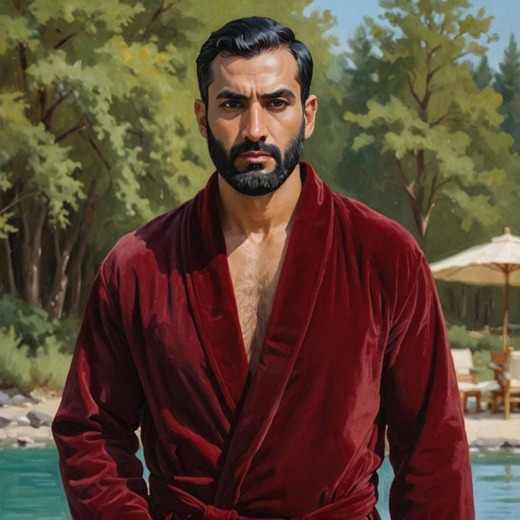 Portrait of Handsome Man in Neo-Impressionist Style