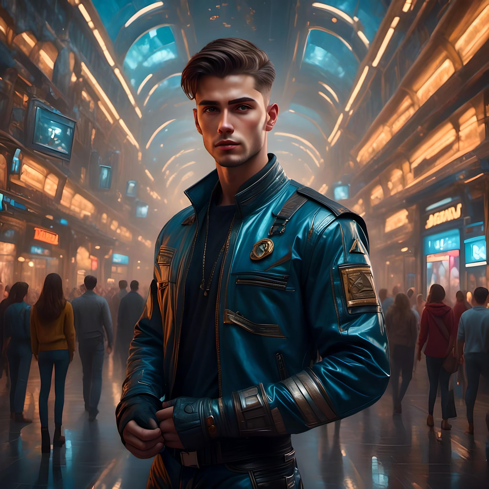 Handsome Sci-Fi Star Portrait in 90s Style