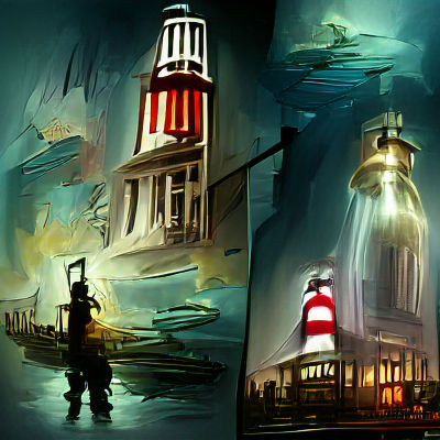 Lighthouse in the Stormy Sea