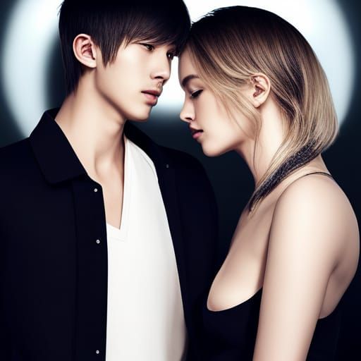 Romantic Midnight: Man and Blonde Woman Holding Hands