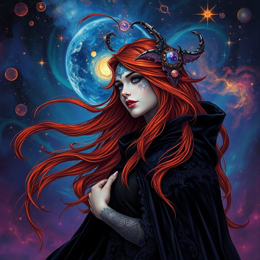 Celestial Sorceress in Dark Fantasy Style