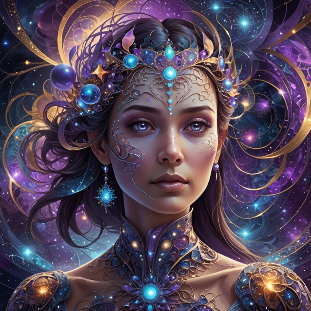 Mystical Woman in Abstract Fractal Art