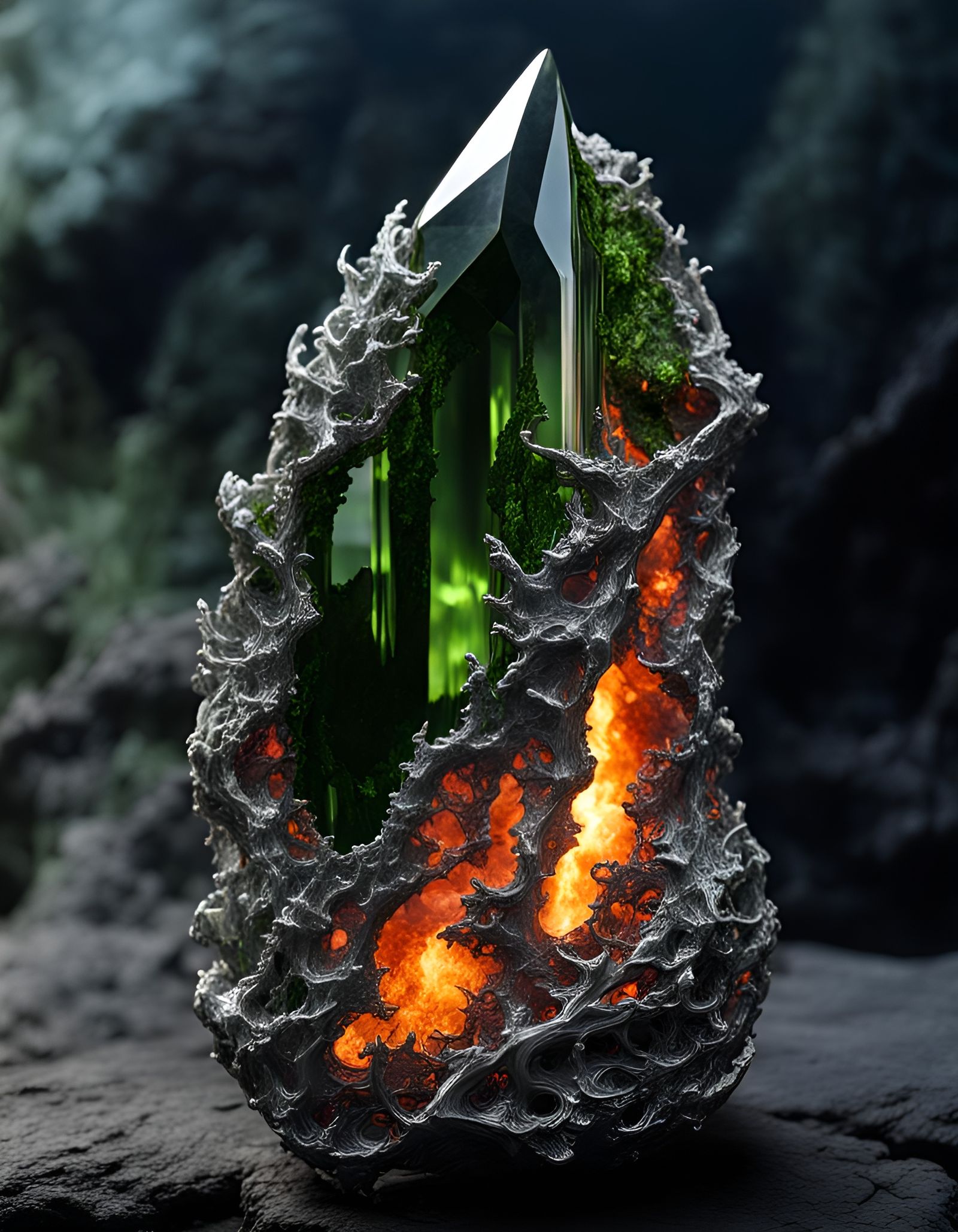 Moldavite Silver Forged in Living Flame