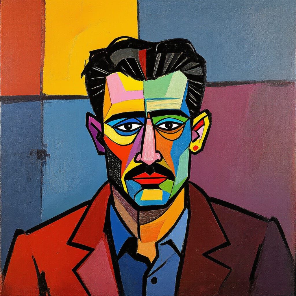 Dynamic Abstract Acrylic Painting with Bold Brushstrokes