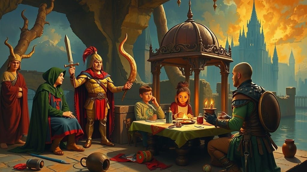 Fantasy Realm in Retro Comic Style