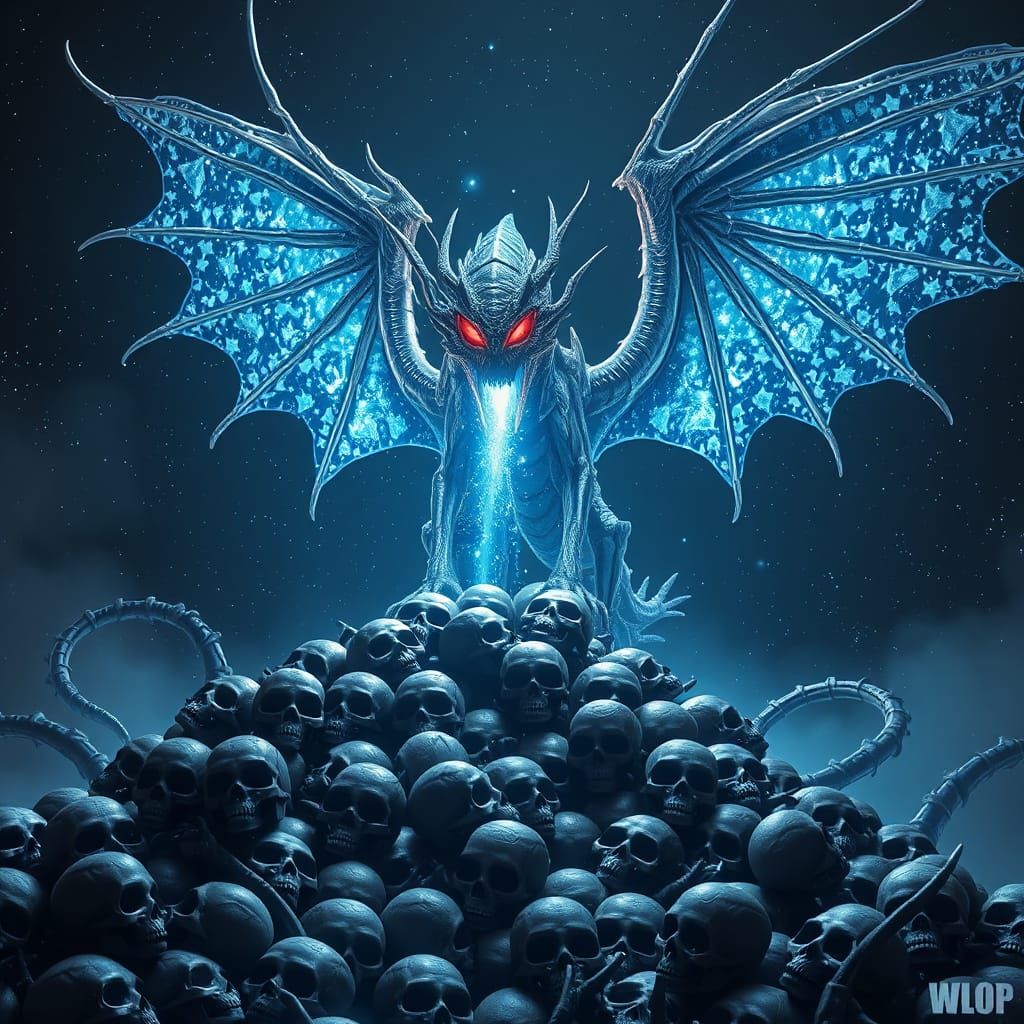 Gargantuan Alien Dragon Breathing Cosmic Glitter Fire