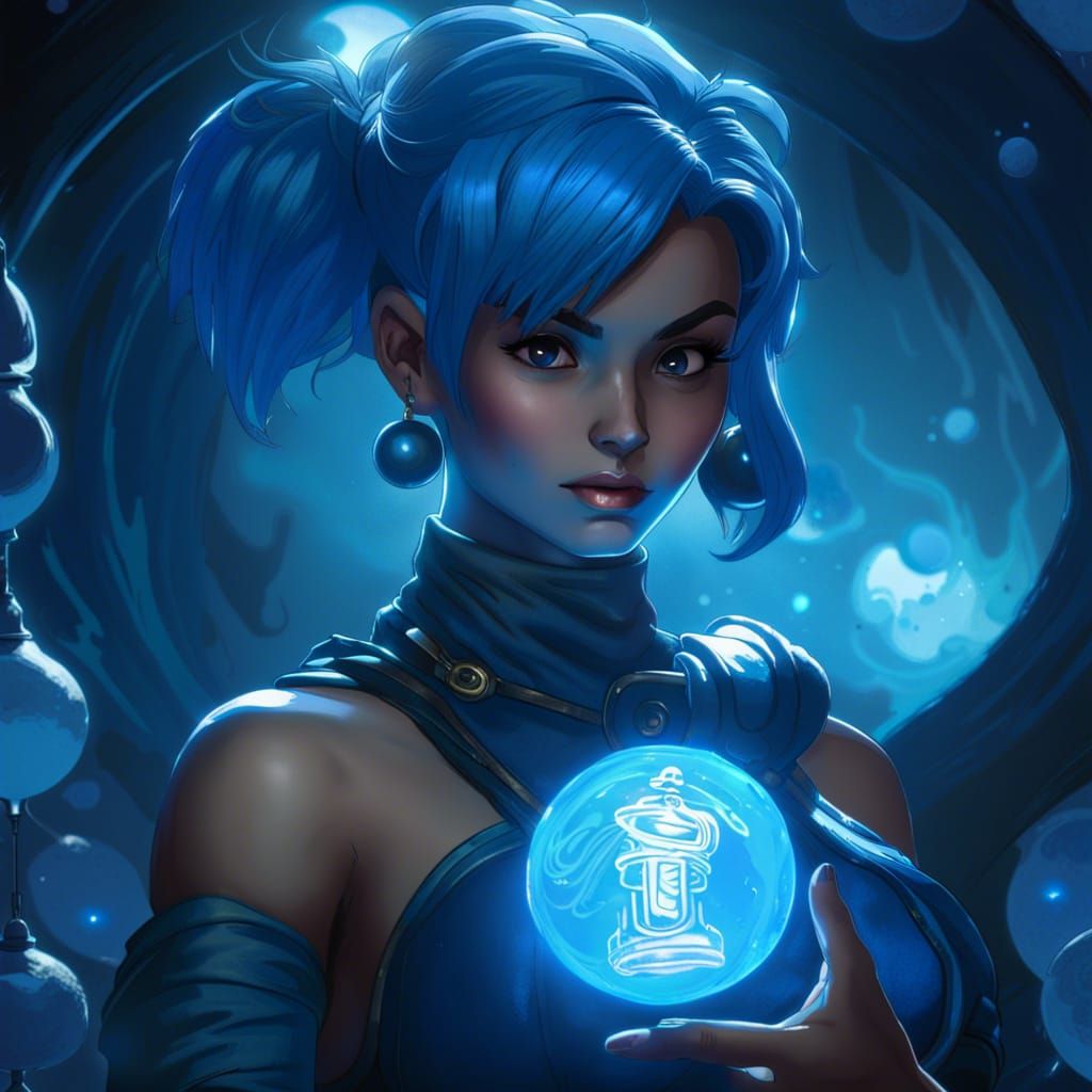 Blue Lantern Bulma in Dark Fantasy Style