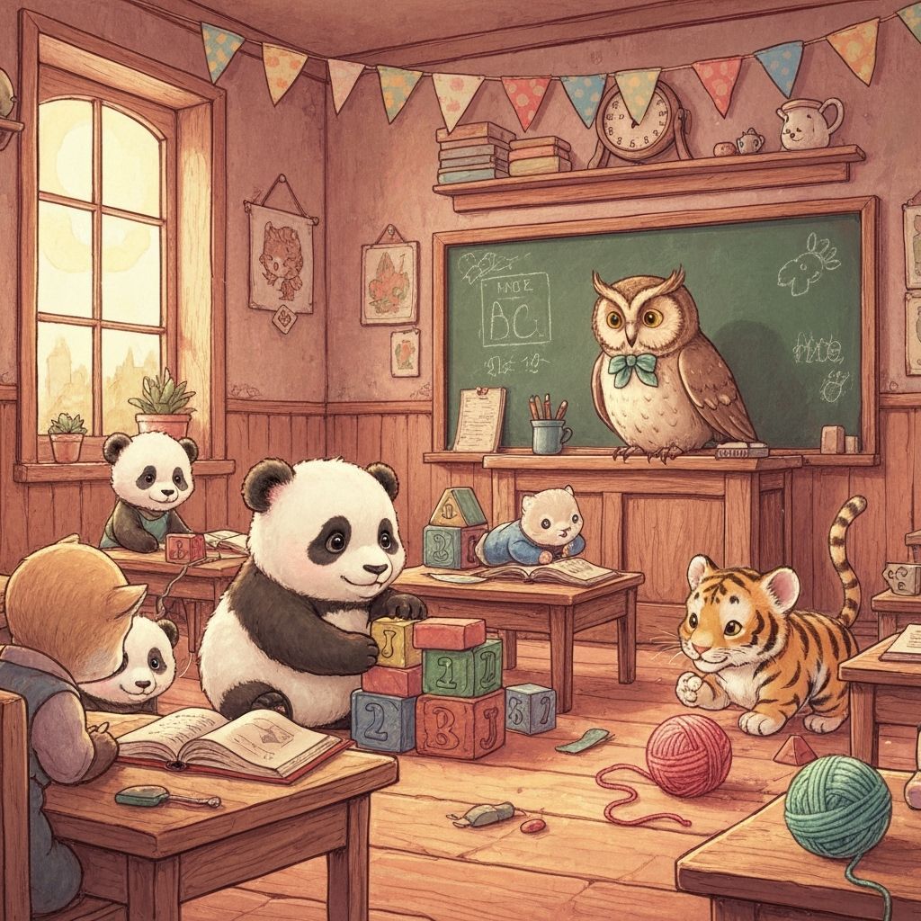 Baby Animals Learn ABCs in Cozy Classroom
