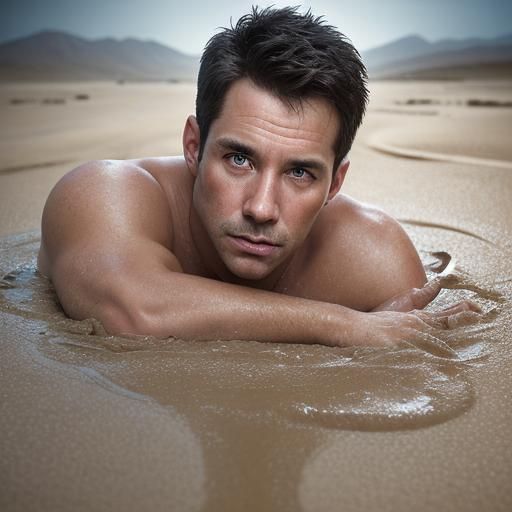 Attractive Policeman Sinking in Quicksand: Professional Port...