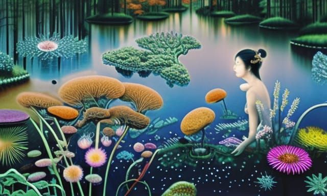 River's Birth in Mycelium Flower Network