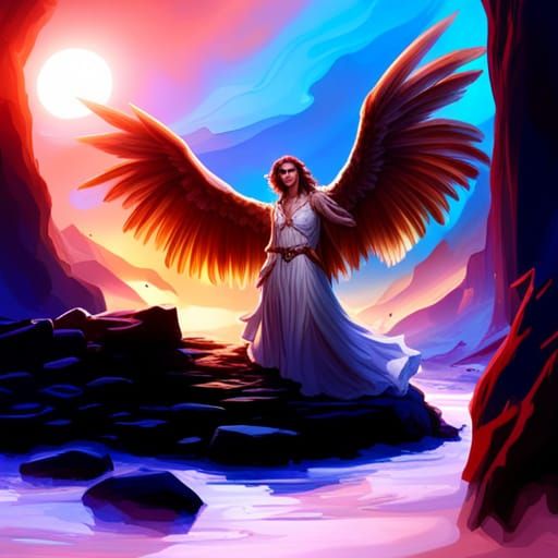 Detailed Matte Painting of a Fallen Angel
