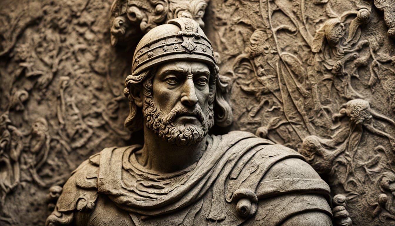 Ancient Roman Warrior Clay Bas-Relief Sculpture