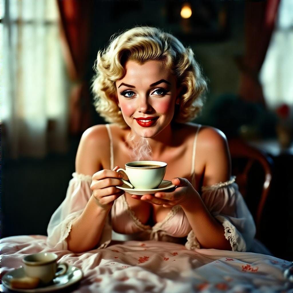 Marilyn Monroe Offers Coffee: A Cinematic Still