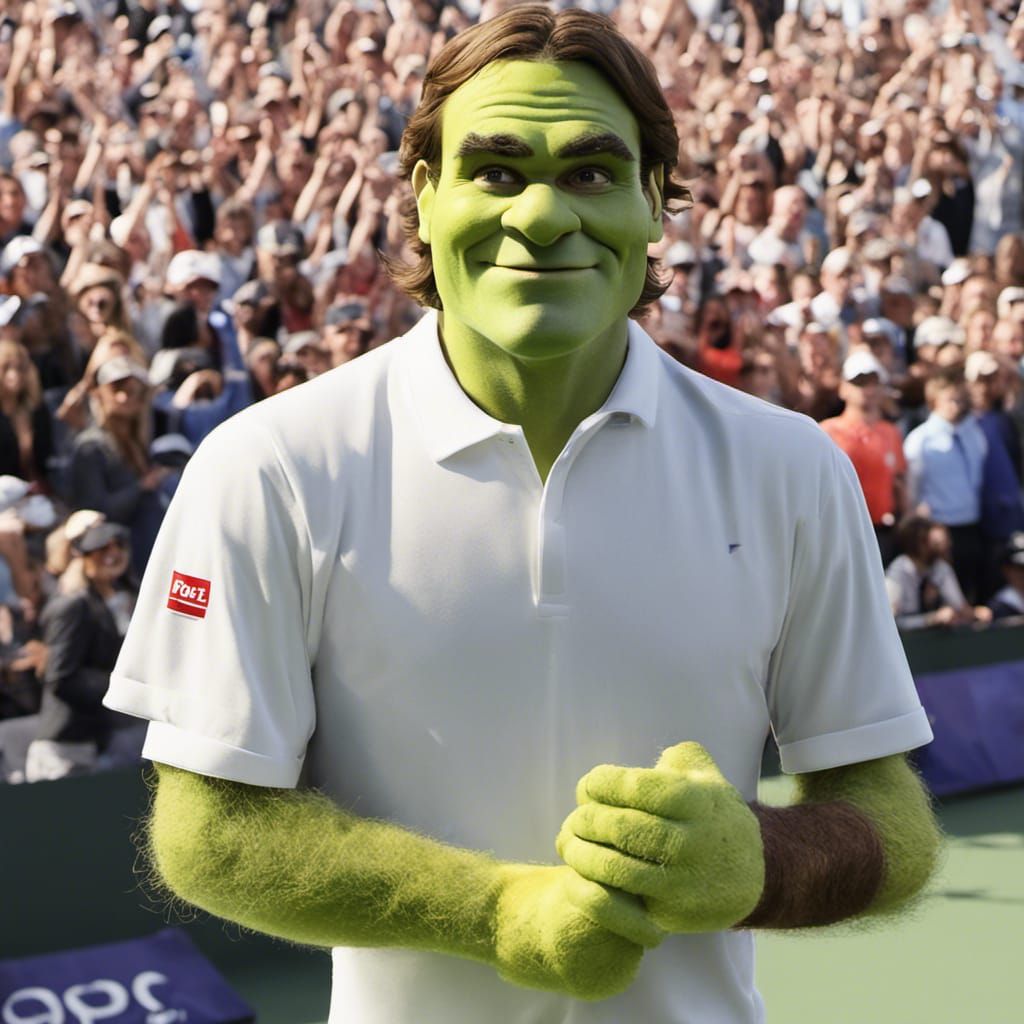 Roger Federer as Shrek: An AI-Generated Mashup
