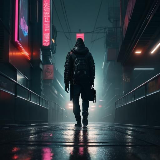 Cyberpunk Cityscape at Dusk Under Neon Glow