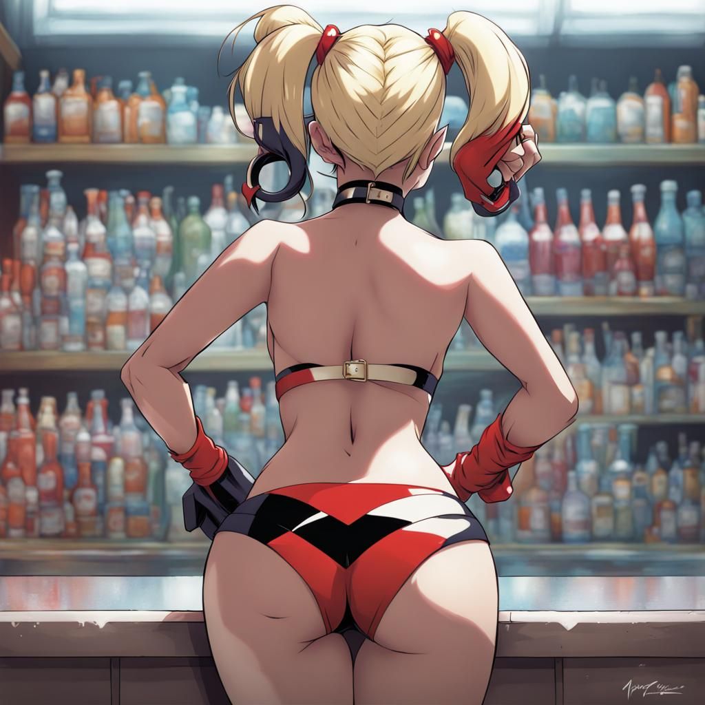 Anime Harley Quinn in Bikini, Back View